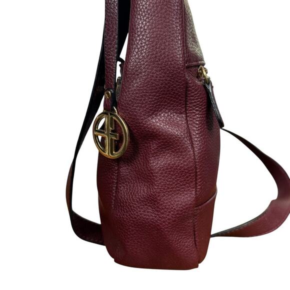 Giani Bernini Pebble Leather Burgundy Crossbody Shoulder Bag Purse Gold Tone - Picture 5 of 16